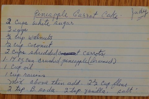 Recipe card for Pineapple Carrot Cake