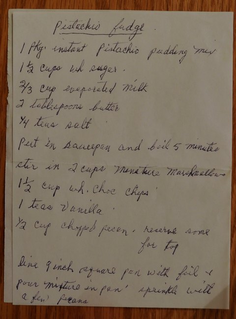 Recipe card for Pistachio Fudge