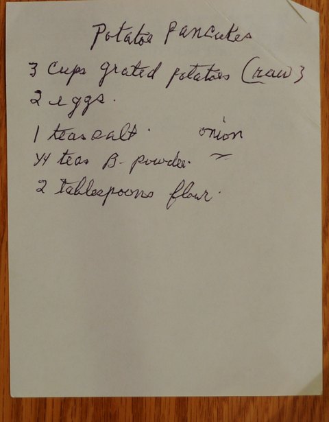 Recipe card for Potato Pancakes