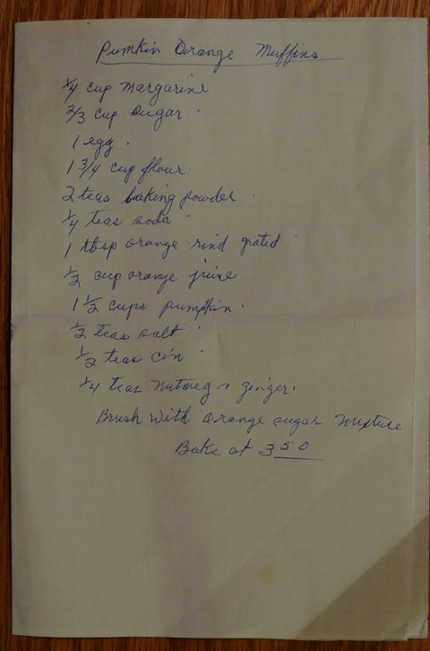 Recipe card for Pumpkin Orange Muffins