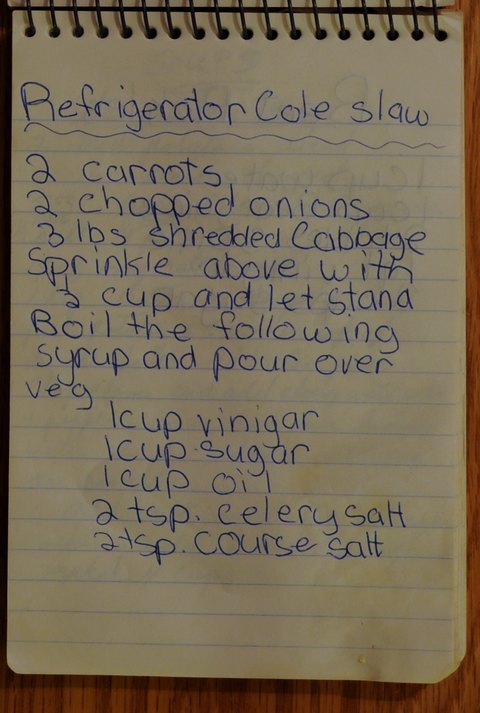 Recipe card for Refrigerator Cole Slaw