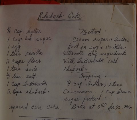 Recipe card for Rhubarb Cake