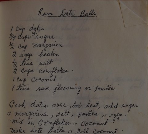 Recipe card for Rum Date Balls
