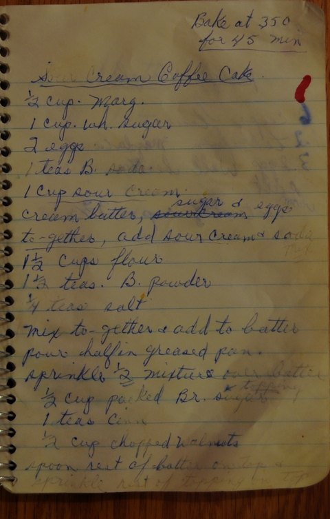 Recipe card for Sour Cream Coffee Cake