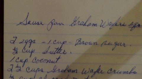 Recipe card for Squares from Graham Wafers