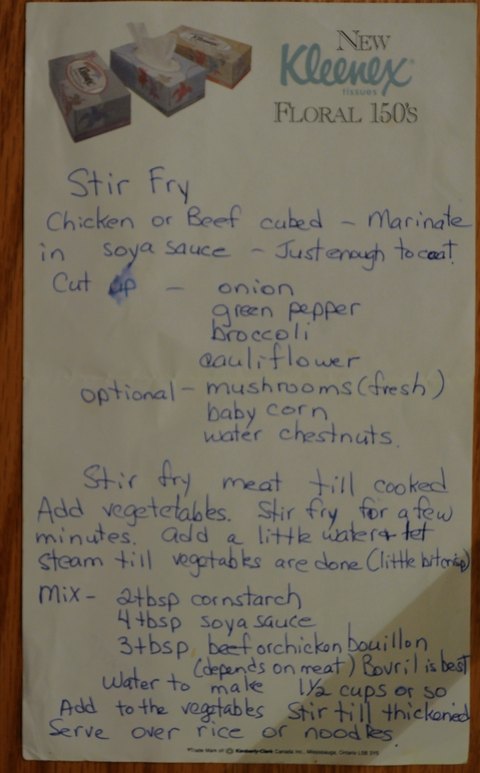 Recipe card for Stir Fry