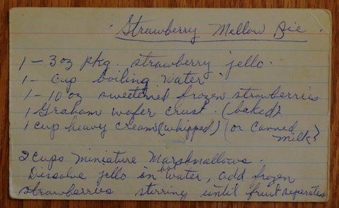 Recipe card for Strawberry Mellow Pie
