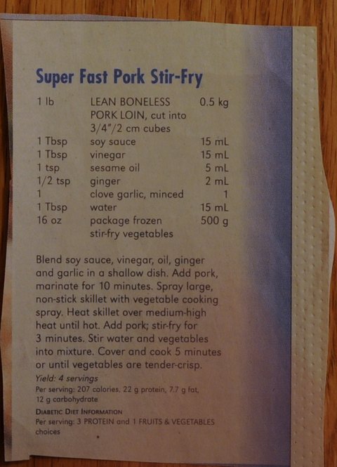 Recipe card for Super Fast Pork Stir-Fry