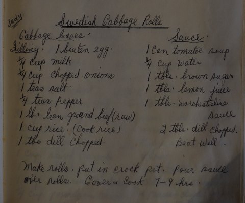 Recipe card for Swedish Cabbage Rolls