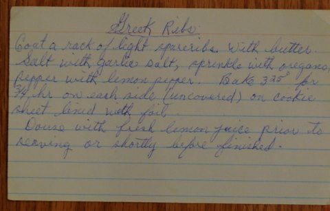 Recipe card for Sweet Ribs