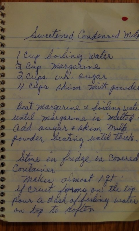 Recipe card for Sweetened Condensed Milk