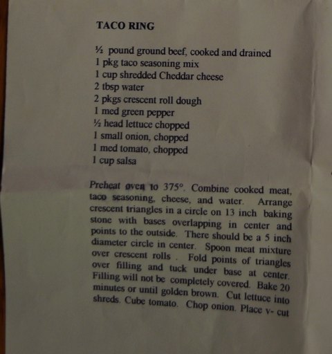 Recipe card for Taco Ring