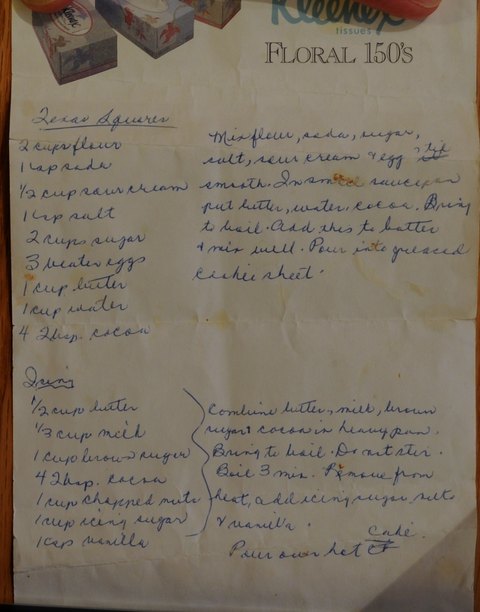 Recipe card for Texas Squares