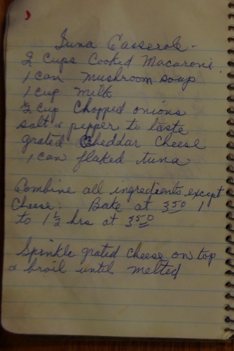 Recipe card for Tuna Casserole