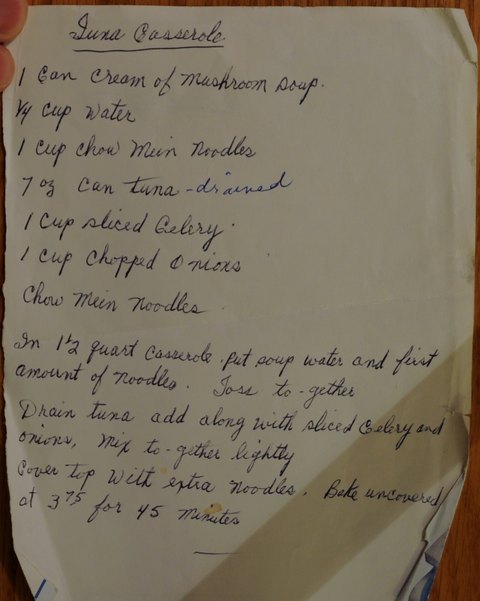 Recipe card for Tuna Casserole