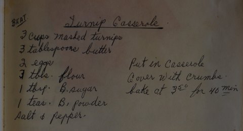 Recipe card for Turnip Casserole