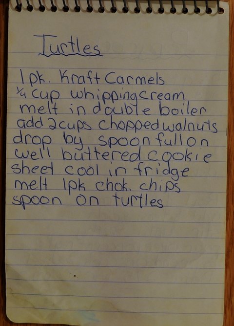 Recipe card for Turtles