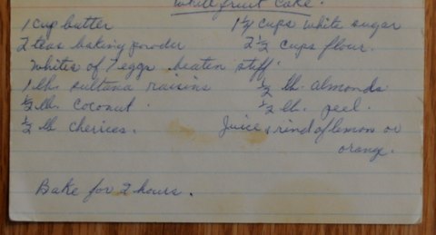 Recipe card for Whitefruit Cake