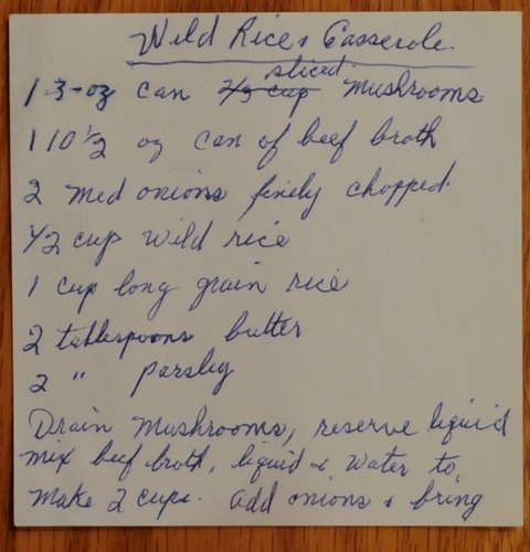 Recipe card for Wild Rice Casserole